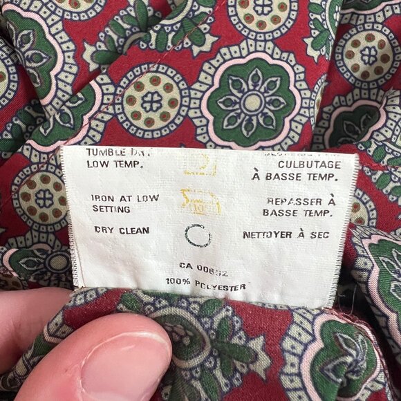 Vintage 70s Pussy Bow Button Down Shirt Blouse Floral Print Boho Preppy Academia - Picture 8 of 10